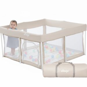 Elissio® - Grondbox Baby - Inklapbare Speelbox - Kruipbox - Kinderbox - Playpen Baby - 125x125x65 CM - Beige