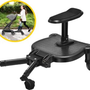 HeppieBabie Universeel Meerijdplankje - Met Zitje - Voor Kinderwagen of Buggy - Buggy Board