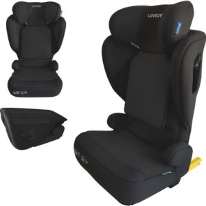 LUVION® FLEX-i Opvouwbare Autostoel – Eclipse Black (i-Size 100–150 cm) - Autostoel Groep 2 3 - Autozitje geschikt voor (3,5 tot 12 jaar) - Zwart