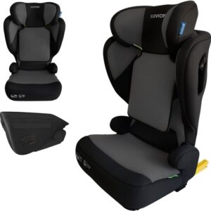 LUVION® FLEX-i Opvouwbare Autostoel – Shadow Blend (i-Size 100–150 cm) - Autostoel Groep 2 3 - Autozitje geschikt voor (3,5 tot 12 jaar) - Zwart & Grijs