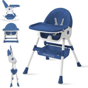 Phreeze Kinderstoel - Inklapbaar - Meegroeistoel 6 t/m 72 maanden - Afneembare Wielen - Eetstoel Baby & Peuter - Ook als Loopstoel, Wipstoel, Babystoel aan tafel / voor eten /...