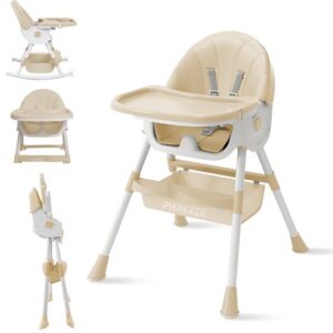 Phreeze Kinderstoel - Inklapbaar - Meegroeistoel 6 t/m 72 maanden - Afneembare Wielen - Eetstoel Baby & Peuter - Ook als Loopstoel, Wipstoel, Babystoel aan tafel / voor eten /...