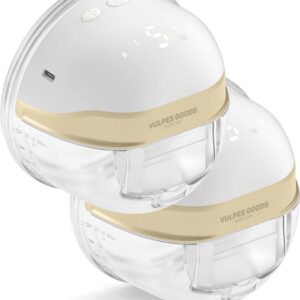 Vulpes Goods® BabyCare - Handsfree Borstkolf - Elektrische Draadloze Borstkolf – Dubbele Borstkolf - Draagbaar & Handsfree - BPA vrij - Met 60 Moedermelk bewaarzakjes, Reistas,...