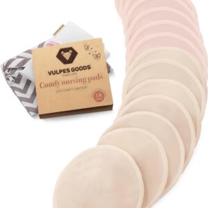 Vulpes Goods® BabyCare - Wasbare Zoogcompressen - Organisch - 14 Stuks - Cup B t/m D - Wasbaar - Natuurlijk - Milieuvriendelijk - Incl. Waszak en Opbergetui