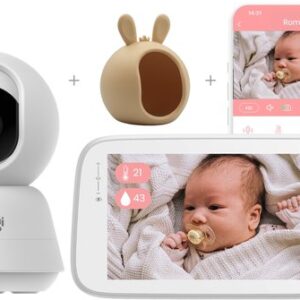 Gologi Babyfoon met Camera – Baby Monitor – Baby Camera - Op afstand bestuurbaar via App en Scherm - Wit