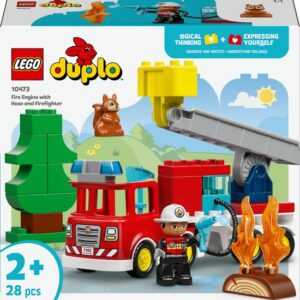 LEGO Duplo brandweerauto met slang en brandweerman speelgoed.