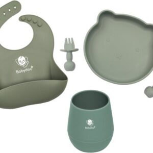 Babydoc - EasyEat set - Complete set met bord, beker en slab - Premium Baby Servies - BPA-vrij - Stevig siliconen, gemakkelijk schoon te maken - Voor een zorgeloze maaltijd