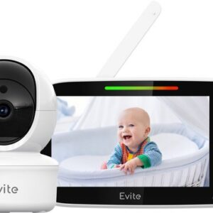 Evite Babyfoon met Camera - Op Afstand Bestuurbaar - Babymonitor met Geluidsdetectie - Full HD & 5.0 Inch Scherm - Baby Camera - Night Vision - Wit