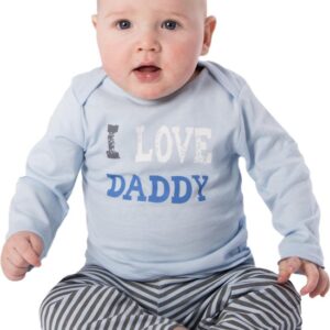 Amantes Baby pyjama 100% katoen – I Love Daddy print – lange mouw & lange broek – zachte baby slaapkleding – blauw / streep - maat 86/92